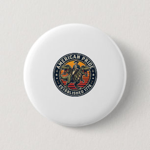 Patriottische George Washington rijdend op T-rex A Ronde Button 5,7 Cm