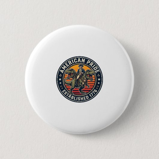 Patriottische George Washington rijdend op T-rex A Ronde Button 5,7 Cm (Voorkant)