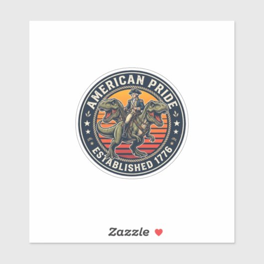 Patriottische George Washington rijdend op T-rex A Sticker (Vel)