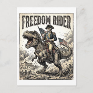 Patriottische George Washington rijdend op T-rex v Briefkaart