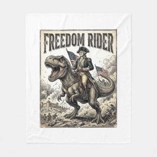 Patriottische George Washington rijdend op T-rex v Fleece Deken