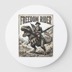 Patriottische George Washington rijdend op T-rex v Grote Klok
