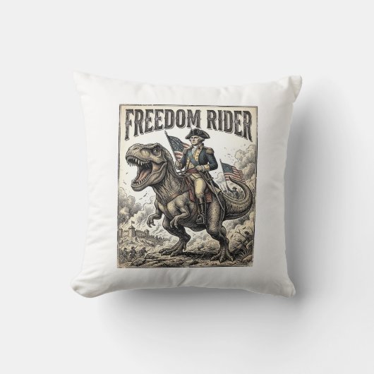 Patriottische George Washington rijdend op T-rex v Kussen (Voorkant)