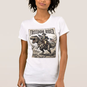 Patriottische George Washington rijdend op T-rex v T-shirt