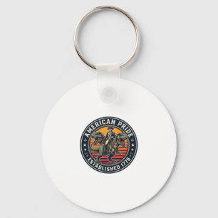 Patriottische George Washington rijdt T-rex Amerik Sleutelhanger