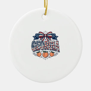 Patriottische Georgia Peach Boog Vintage 4 juli Sh Keramisch Ornament