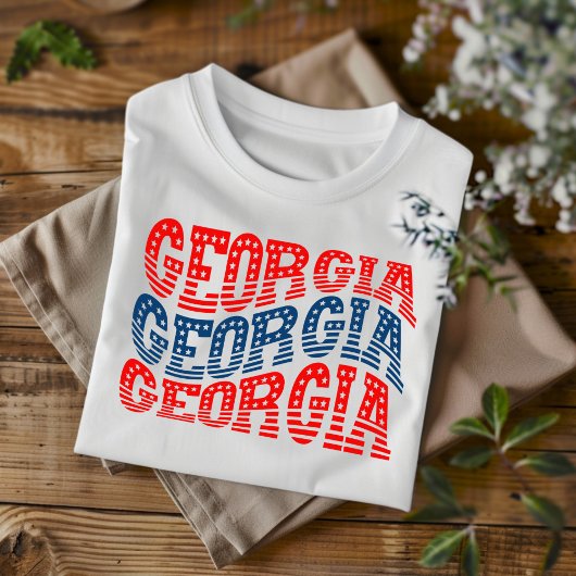 Patriottische Georgia Rood en Blauw Boho T-shirt