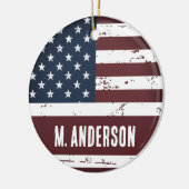 Patriottische gepersonaliseerde Amerikaanse vlag Keramisch Ornament (Links)