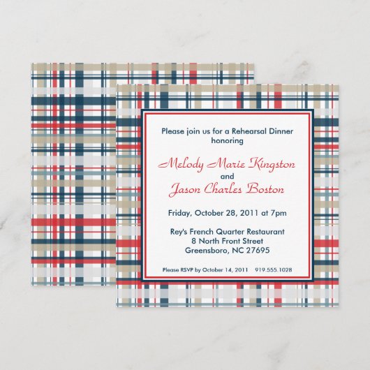 Patriottische geplakte stripes Square Invitaties Kaart (Voorkant / Achterkant)