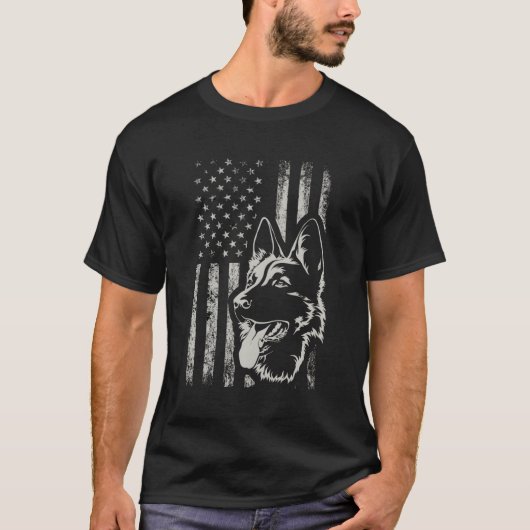 Patriottische Ger Shepherd Amerikaanse vlag 4th of T-shirt (Voorkant)