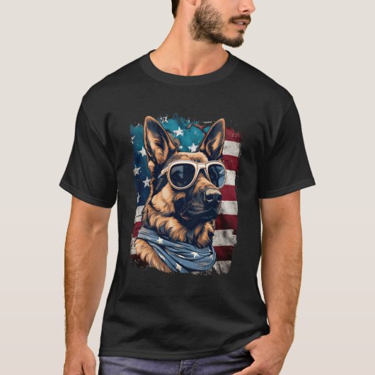 Patriottische Ger Shepherd Amerikaanse vlag K9 She T-shirt (Voorkant)