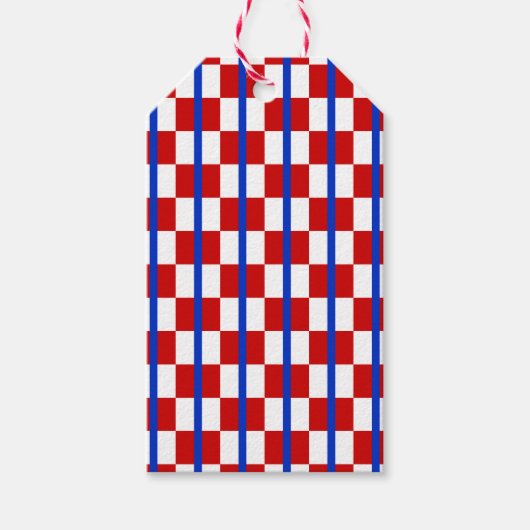 Patriottische geruite cadeaubijsluiter cadeaulabel (Voorkant)