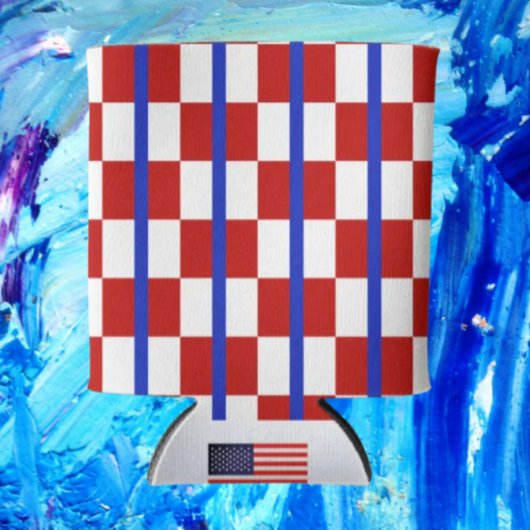 Patriottische Geruite Streep Drankkoeler Blikjeskoeler