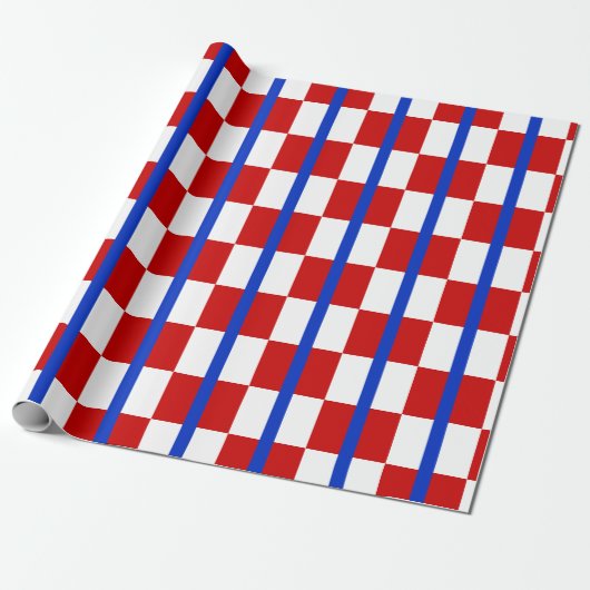 Patriottische geruite strook inpakpapier (Uitgerold)