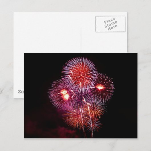 Patriottische geschenken vuurwerk vanaf 4 juli briefkaart (Voorkant / Achterkant)