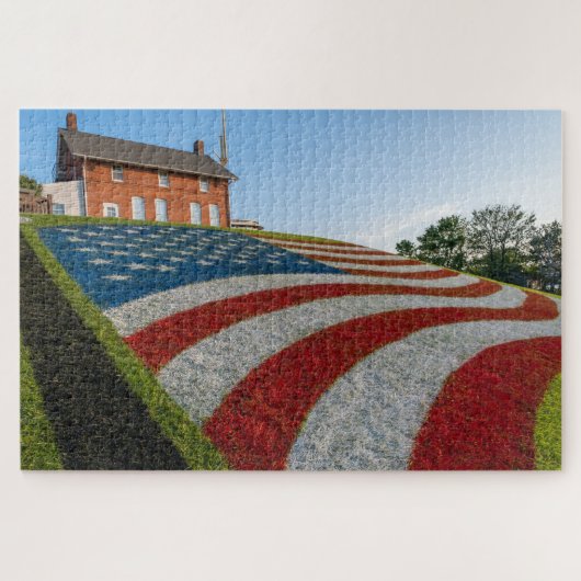Patriottische geschilderde Amerikaanse vlag Legpuzzel (Horizontaal)