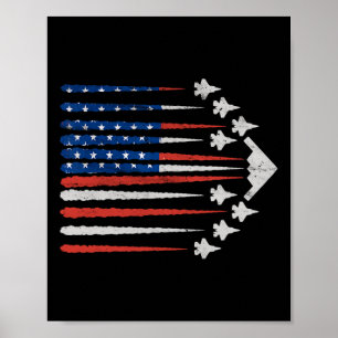 Patriottische gevechtsvliegtuigen Vlag van de VS R Poster