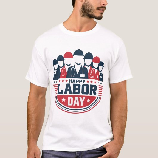 Patriottische Gezichtloze Arbeiders Dag T-shirt (Voorkant)