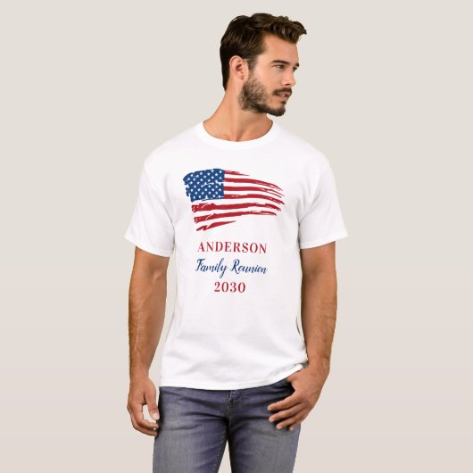 Patriottische gezinshereniging Aangepaste Amerikaa T-shirt (Voorkant volledig)