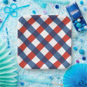 Patriottische Gingham 2 Papieren Bordje (Feest)