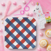 Patriottische Gingham 2 Papieren Bordje (Feest)