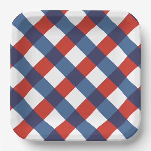 Patriottische Gingham 2 Papieren Bordje (Voorkant)
