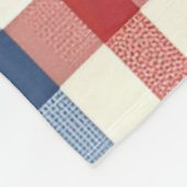 Patriottische Gingham met bloemenaccenten | Rood W Fleece Deken (Hoek)