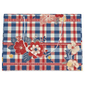 Patriottische Gingham met bloemenaccenten | Rood W Groot Cadeauzakje (Voorkant)