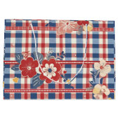 Patriottische Gingham met bloemenaccenten | Rood W Groot Cadeauzakje (Achterkant)