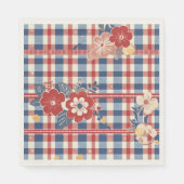 Patriottische Gingham met bloemenaccenten | Rood W Servet (Voorkant)