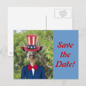 Patriottische Giraffe Save the Date Briefkaart (Voorkant / Achterkant)