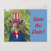 Patriottische Giraffe Save the Date Briefkaart (Voorkant)