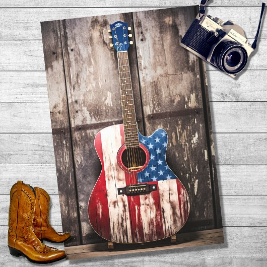 Patriottische gitaar 3 Decoupage papier