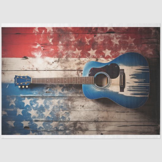 Patriottische gitaar 7 Decoupage papier (Voorkant)