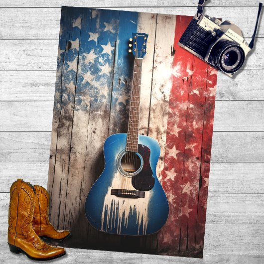 Patriottische gitaar 7 Decoupage papier