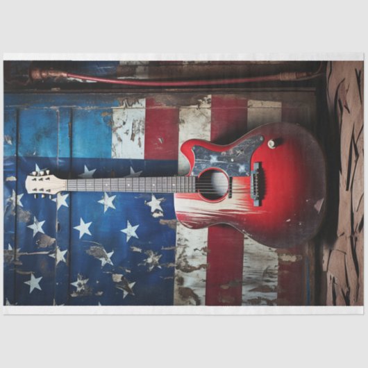 Patriottische gitaar 8 Decoupage papier (Voorkant)