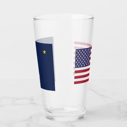 Patriottische glazen beker met vlag van Alaska, Ve (Links)