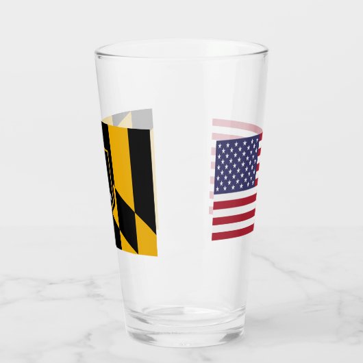Patriottische glazen beker met vlag van Baltimore (Links)