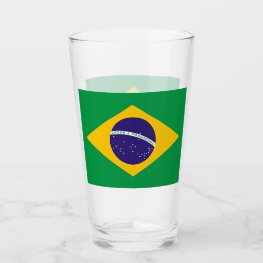 Patriottische glazen beker met vlag van Brazilië (Voorkant)