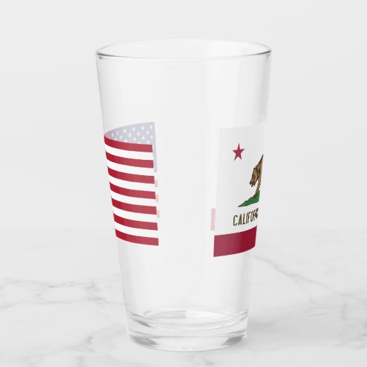 Patriottische glazen beker met vlag van Californië (Rechts)