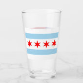 Patriottische glazen beker met vlag van Chicago (Voorkant)