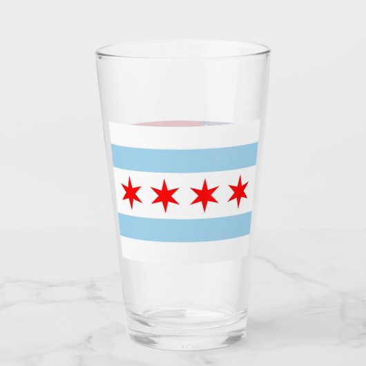 Patriottische glazen beker met vlag van Chicago (Voorkant)