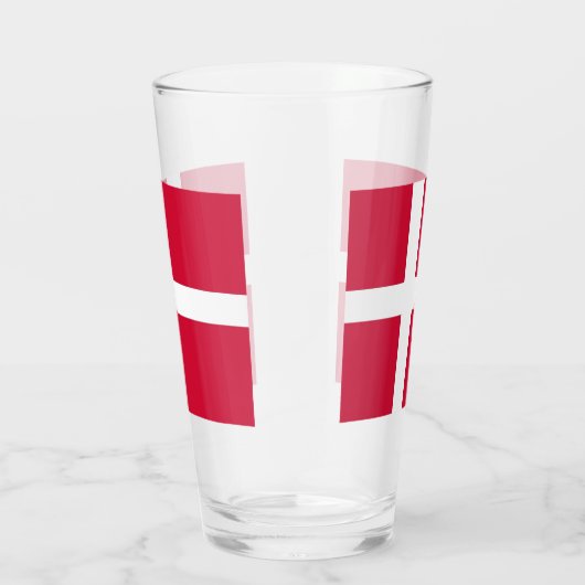 Patriottische glazen beker met vlag van Denemarken (Rechts)