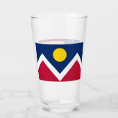 Patriottische glazen beker met vlag van Denver, Ve (Voorkant)