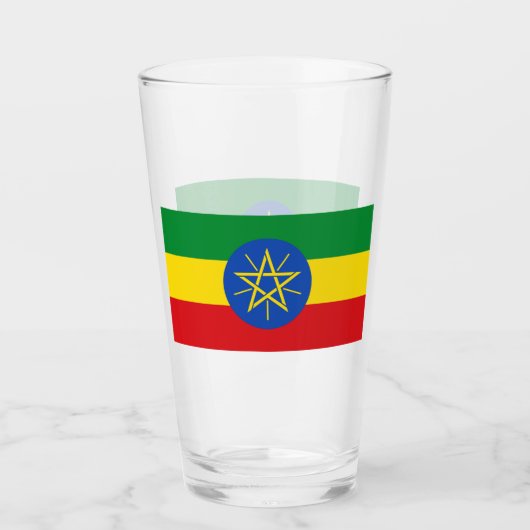 Patriottische glazen beker met vlag van Ethiopië (Voorkant)