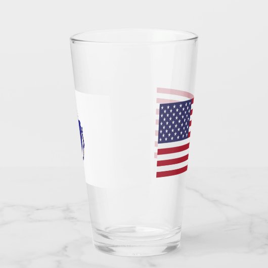 Patriottische glazen beker met vlag van Massachuse (Links)
