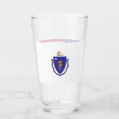 Patriottische glazen beker met vlag van Massachuse (Voorkant)