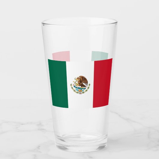 Patriottische glazen beker met vlag van Mexico (Voorkant)