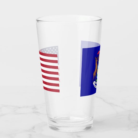 Patriottische glazen beker met vlag van Michigan (Rechts)