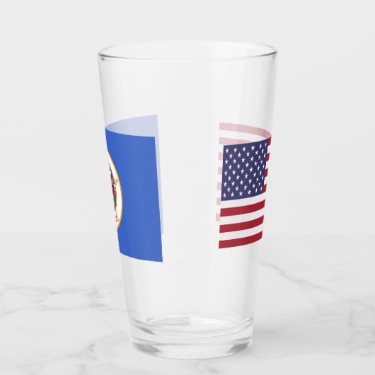 Patriottische glazen beker met vlag van Minnesota (Links)